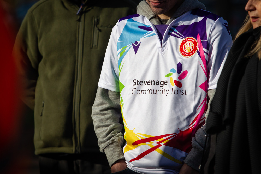 Stevenage FC Supporter in Limited Edition Shirt